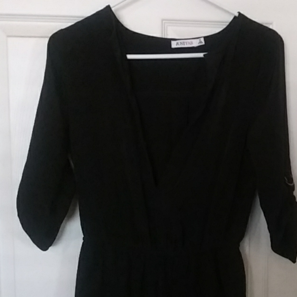 Solid black pants suit